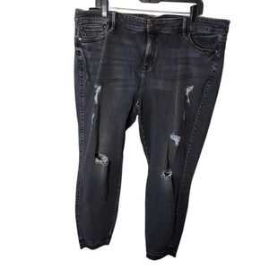 Distressed Black Wash Denim Jeans Plus Size‎ Ripped Grungecore